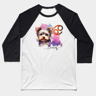 Cancer Zodiac Sign Cute Yorkie Watercolor Art Baseball T-Shirt